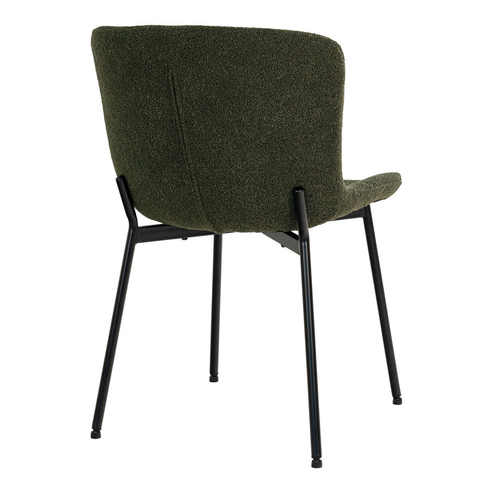 House Nordic - Eetkamerstoel Maceda Bouclé Donkergroen - Set van 2