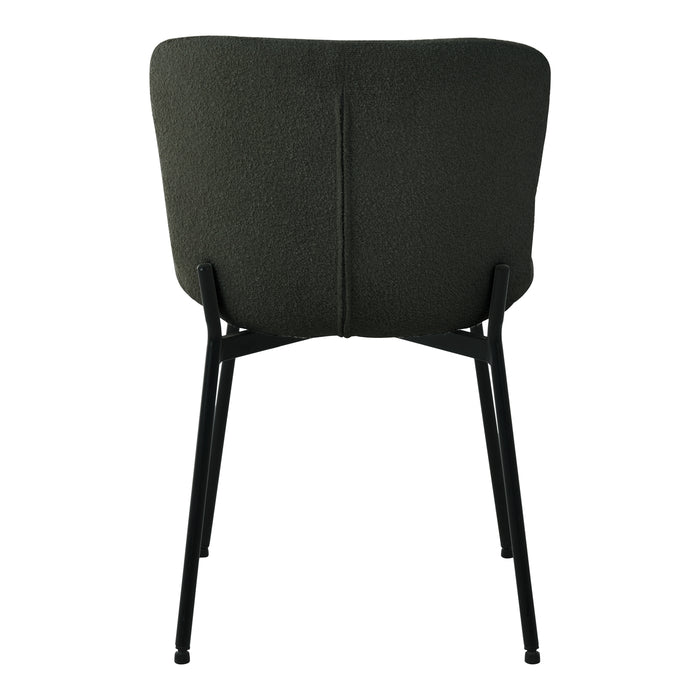 House Nordic - Eetkamerstoel Maceda Bouclé Donkergroen - Set van 2