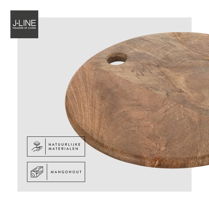 J-Line Rond Mango snijplank - hout - naturel