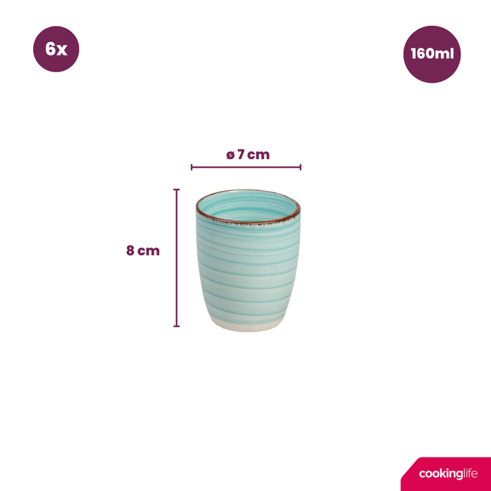 Cookinglife Koffiekopjes | Senseo kopjes - Delice Blue 160 ml - 6 stuks