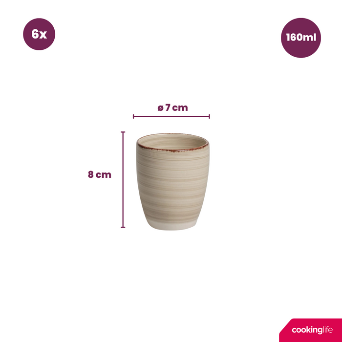 Studio Tavola Koffiekopjes Vintage Loft 160 ml - 6 stuks