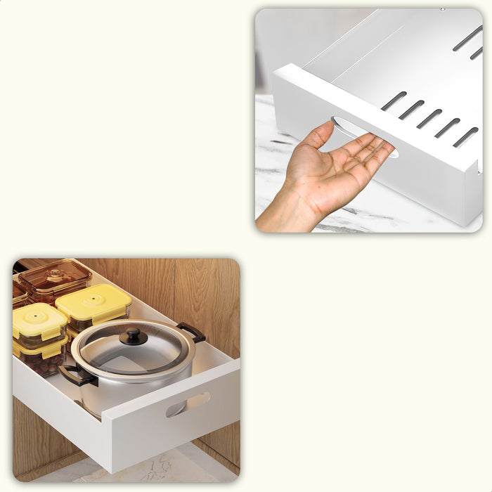 XIVADA Keukenkast organizer - Schuiflade  - Aluminium - 25 cm - Wit