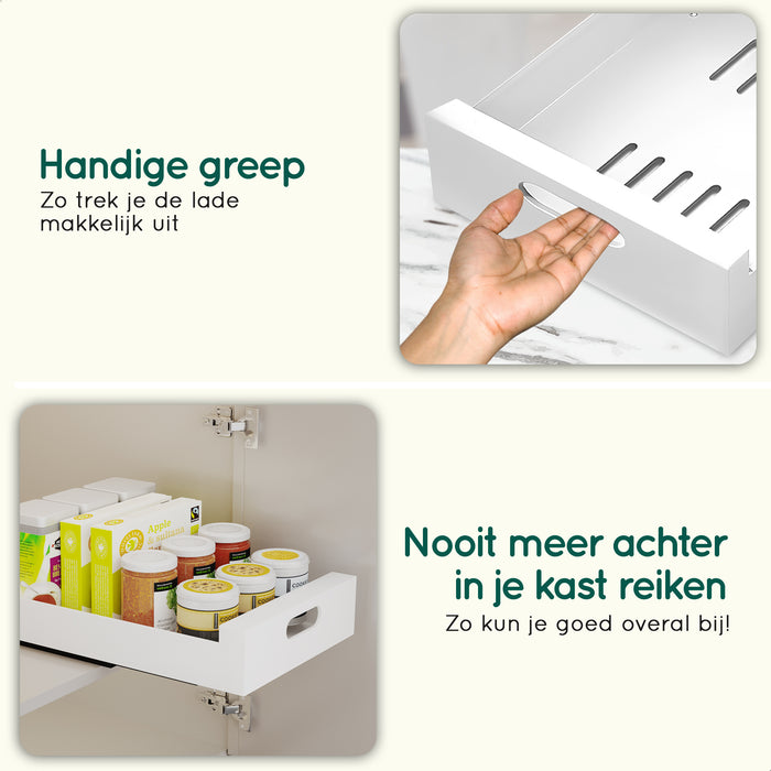 XIVADA Keukenkast organizer - Schuiflade  - Aluminium - 35 cm - Wit
