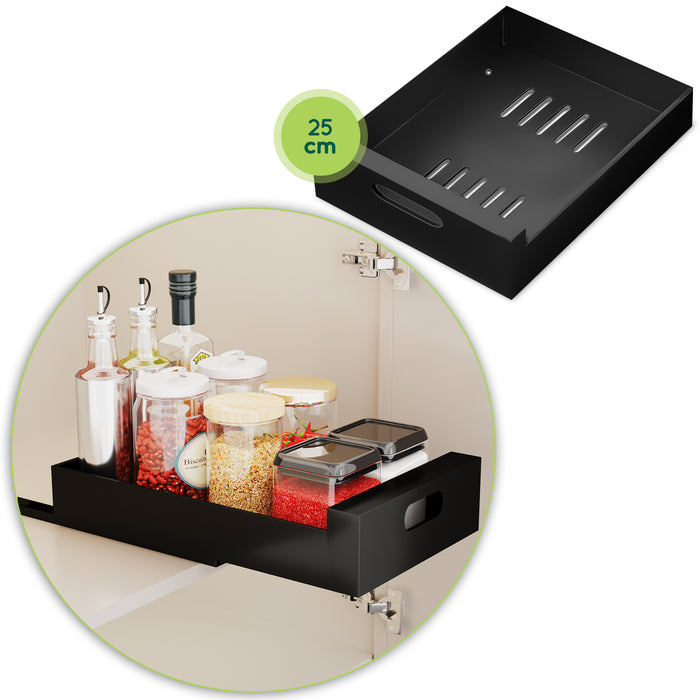 XIVADA Keukenkast organizer - Schuiflade  - Aluminium - 25 cm - Zwart