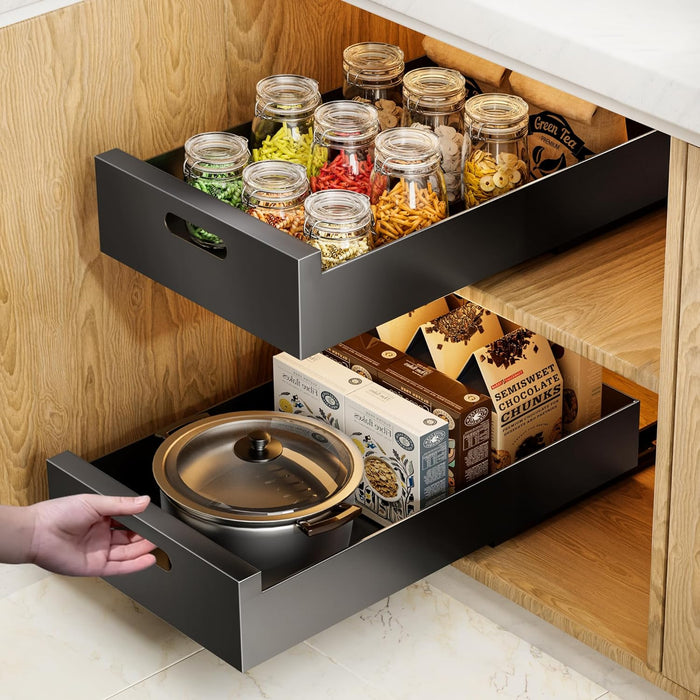 XIVADA Keukenkast organizer - Schuiflade  - Aluminium - 25 cm - Zwart
