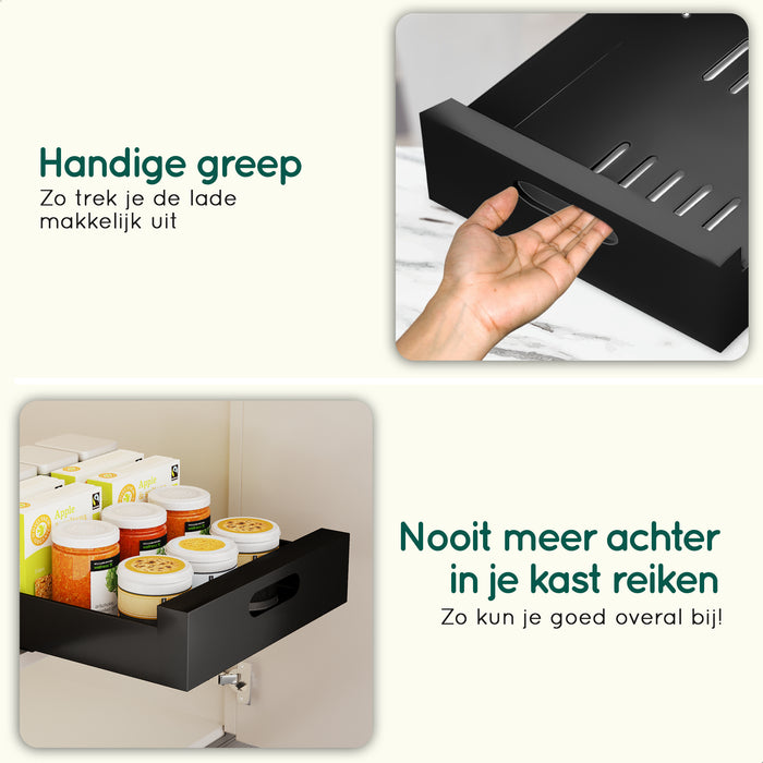 XIVADA Keukenkast organizer - Schuiflade  - Aluminium - 35 cm - Zwart