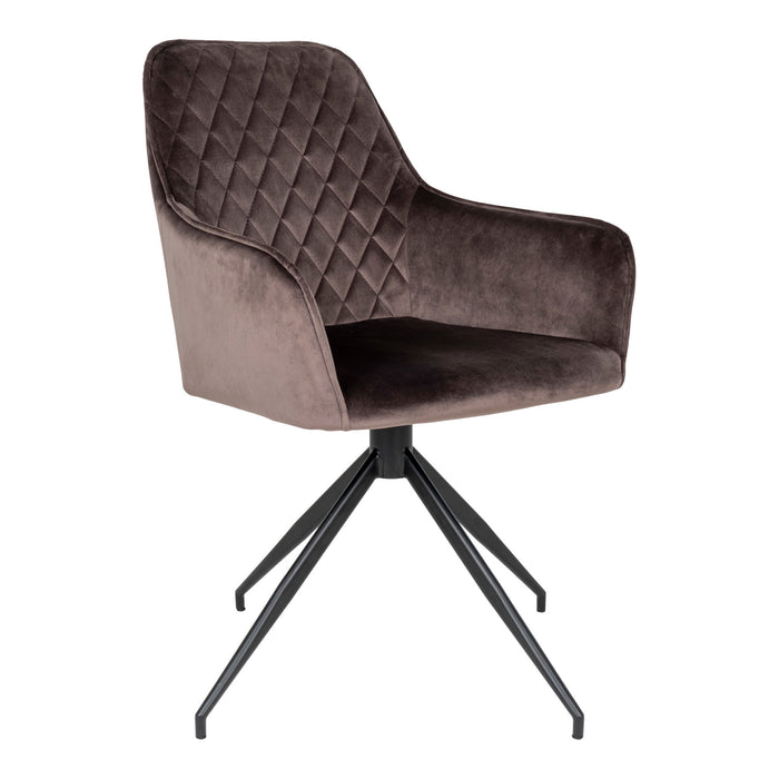 Hioshop Harbo eetkamerstoel met draaivoet champignonkleurig, zwart.