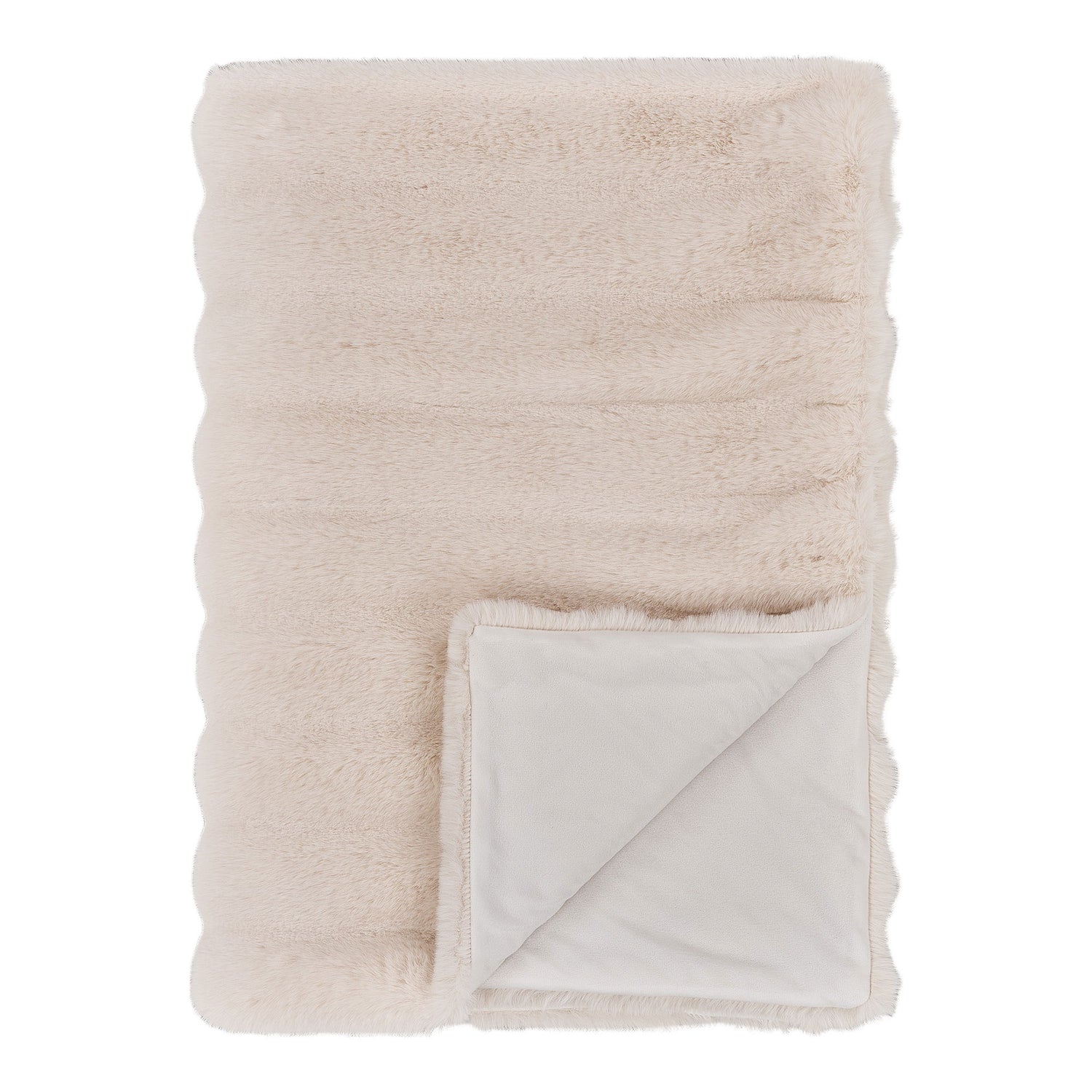 Galena Plaid - Plaid, artificial fur, white 130x180 cm