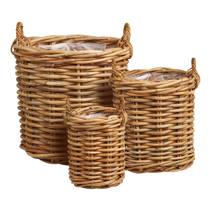 Burton Baskets - Baskets, kubu rattan, nature set of 3