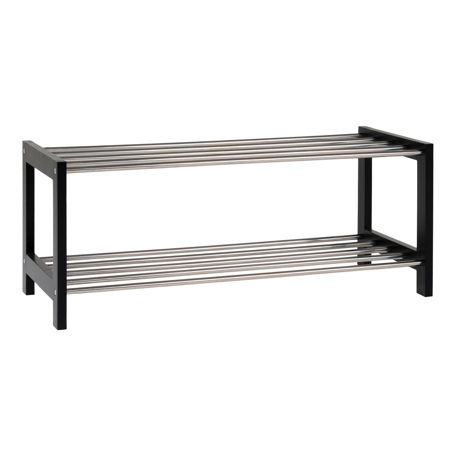 Padova Shoe Rack - Shoe Rack, wood|steel, 2 shelves, black 78x34 cm