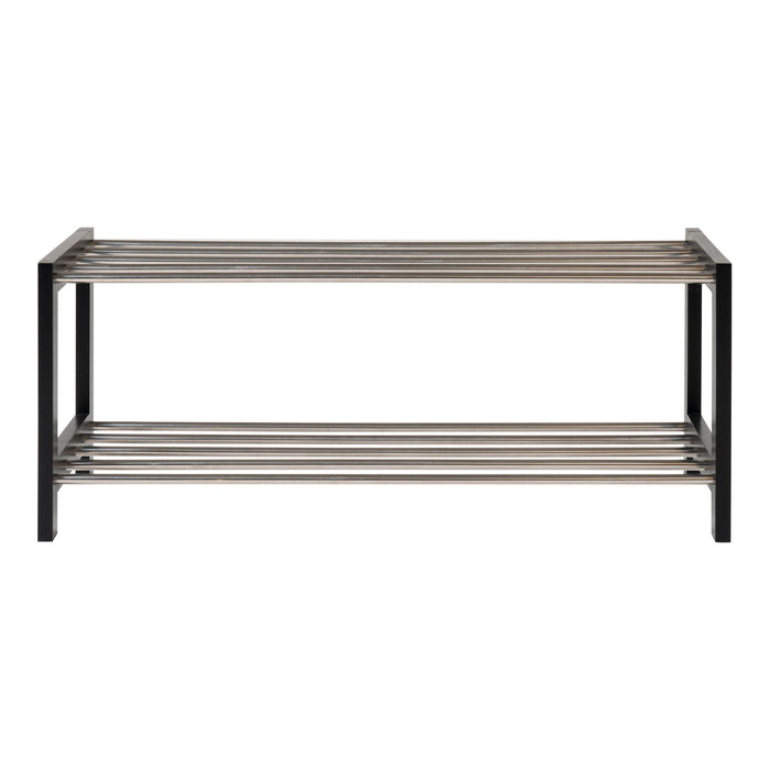 Padova Shoe Rack - Shoe Rack, wood|steel, 2 shelves, black 78x34 cm