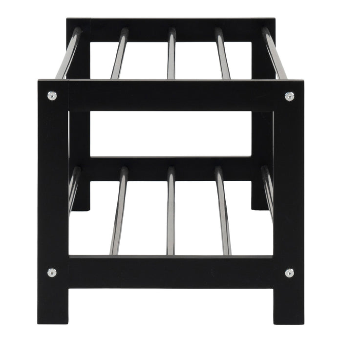 Padova Shoe Rack - Shoe Rack, wood|steel, 2 shelves, black 78x34 cm