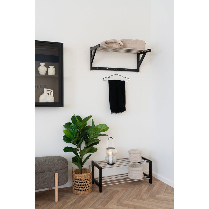 Padova Shoe Rack - Shoe Rack, wood|steel, 2 shelves, black 78x34 cm