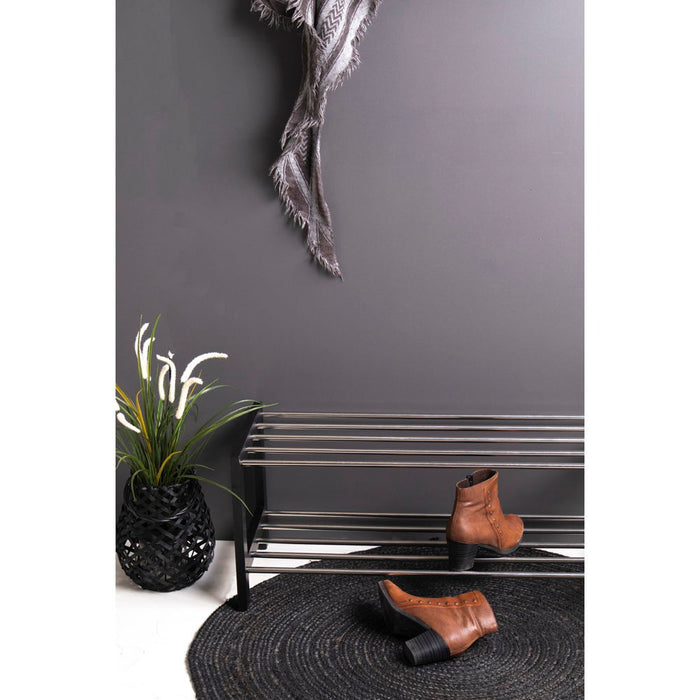 Padova Shoe Rack - Shoe Rack, wood|steel, 2 shelves, black 78x34 cm