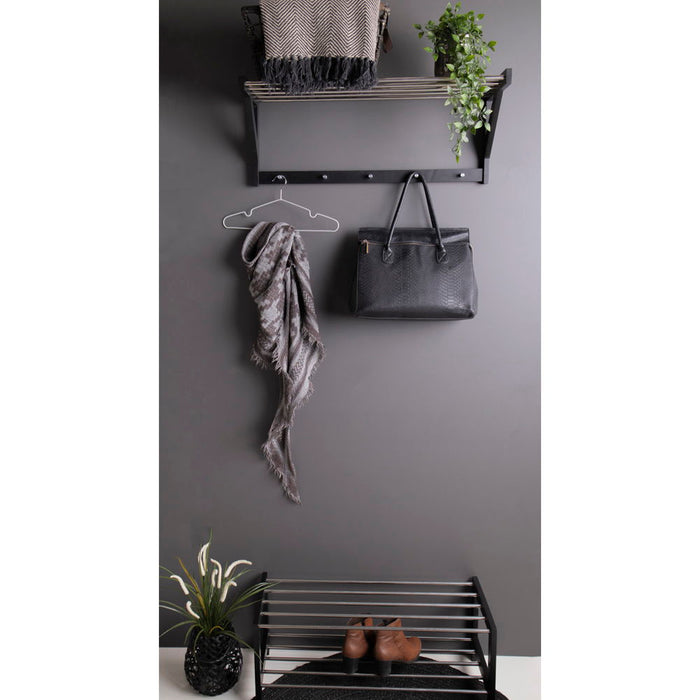 Padova Shoe Rack - Shoe Rack, wood|steel, 2 shelves, black 78x34 cm