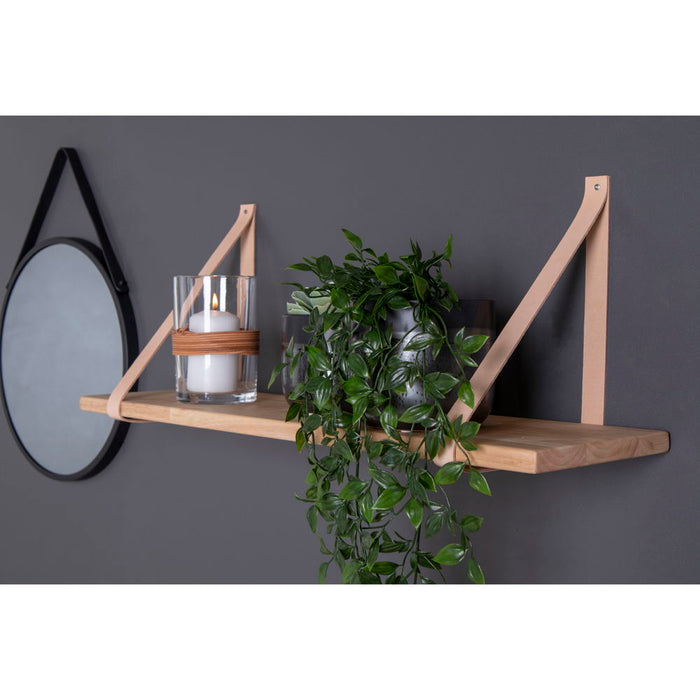 Forno Shelf - Shelf, nature, brown leather straps 120x20 cm