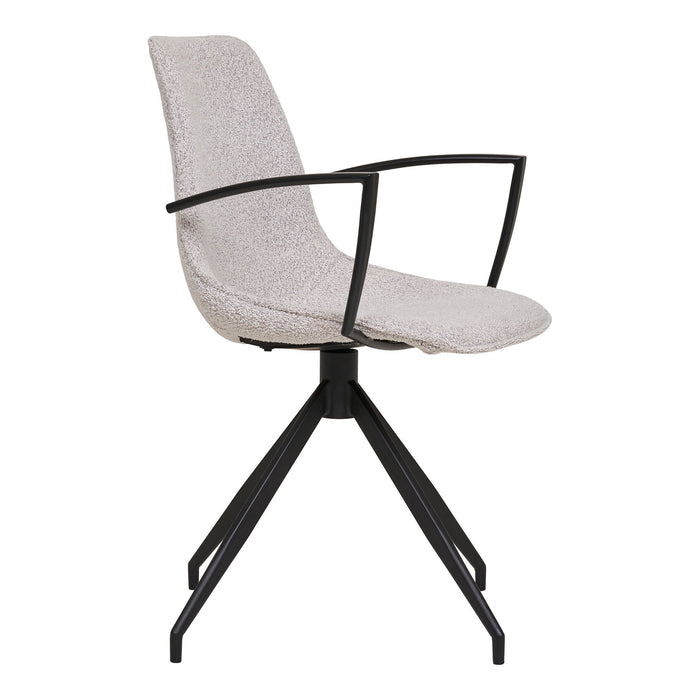 Monaco Dining Chair - Dining chair, swivel, armrest, bouclé, sand with black legs, HN1267