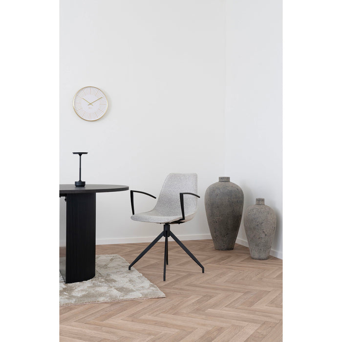 Monaco Dining Chair - Dining chair, swivel, armrest, bouclé, sand with black legs, HN1267