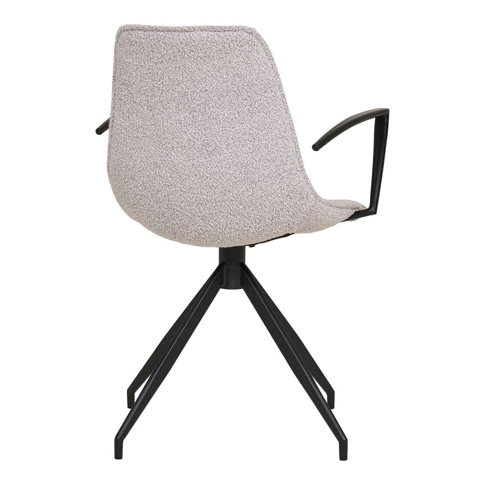 Monaco Dining Chair - Dining chair, swivel, armrest, bouclé, sand with black legs, HN1267