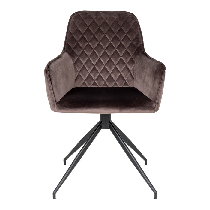 Hioshop Harbo eetkamerstoel met draaivoet champignonkleurig, zwart.