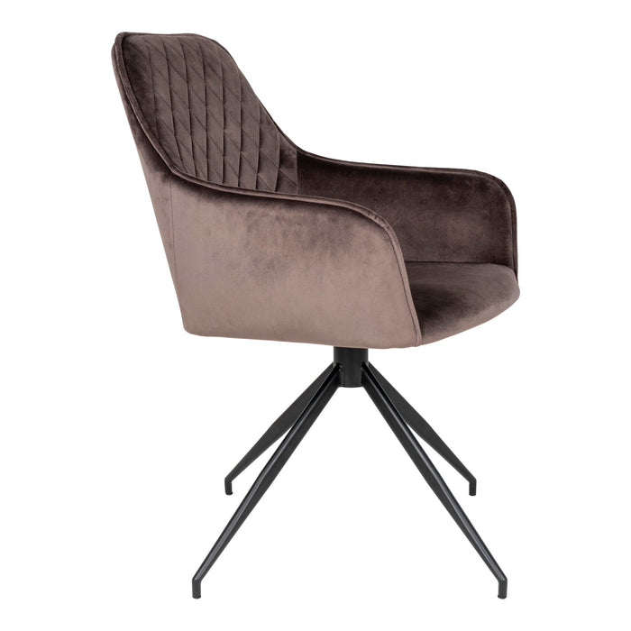 Hioshop Harbo eetkamerstoel met draaivoet champignonkleurig, zwart.