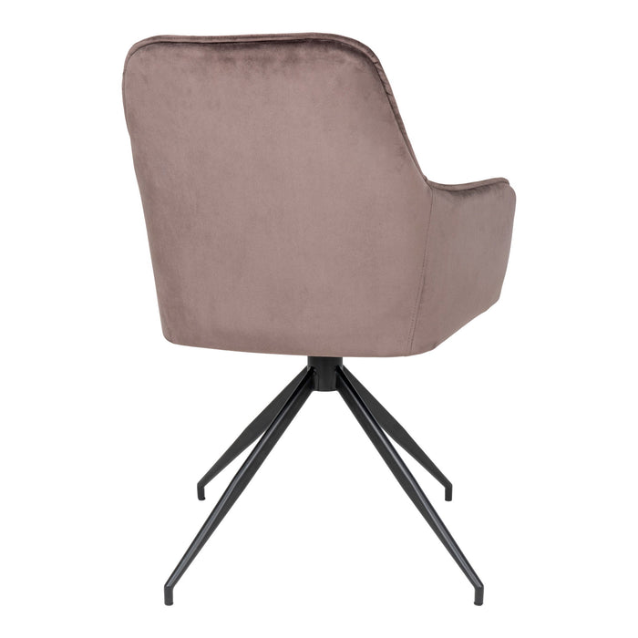 Hioshop Harbo eetkamerstoel met draaivoet champignonkleurig, zwart.