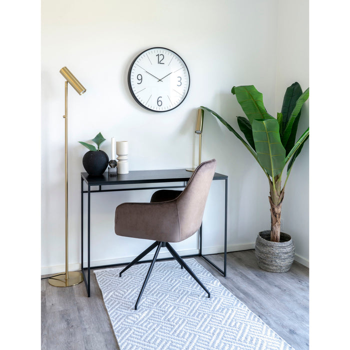 Hioshop Harbo eetkamerstoel met draaivoet champignonkleurig, zwart.