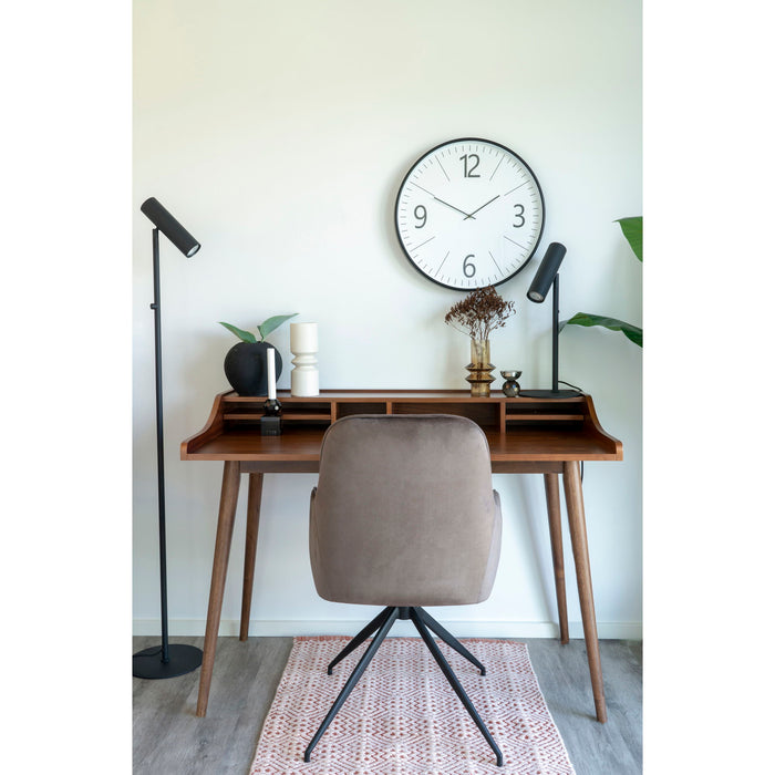 Hioshop Harbo eetkamerstoel met draaivoet champignonkleurig, zwart.