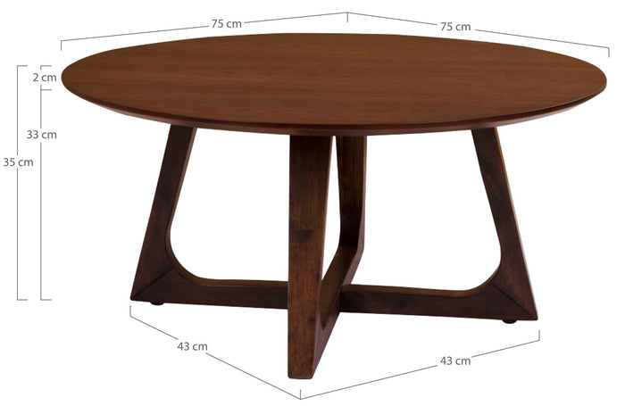 House Nordic Hellerup Ronde Salontafel Walnoot Ø75 cm