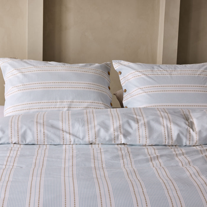 Walra Remade Striped Harmony Dekbedovertrek 200 x 220 cm - Off-White / Blauw