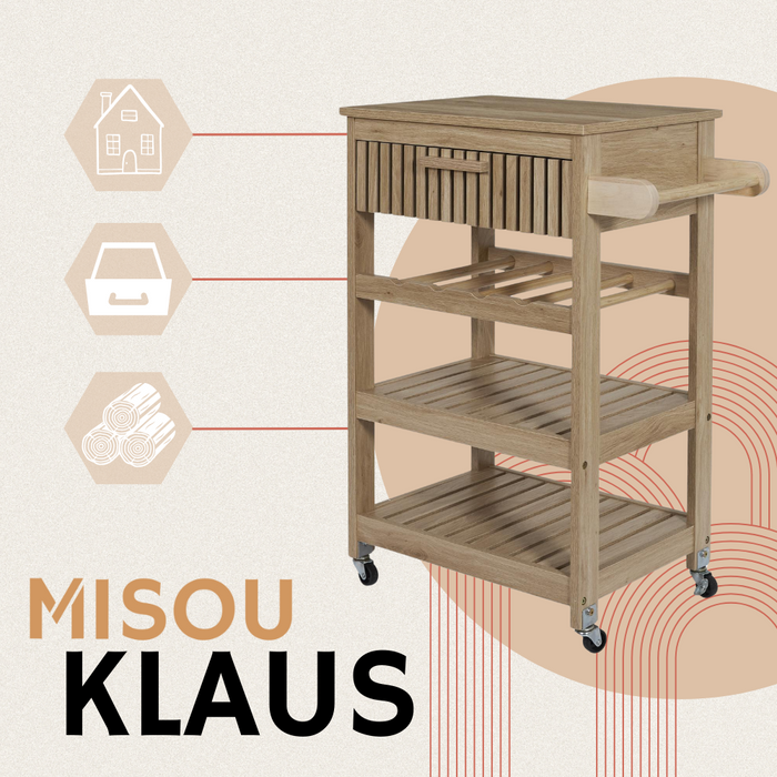 MISOU Klaus Keuken Trolly op Wieltjes Karretje met Wijnrek Keukentr...