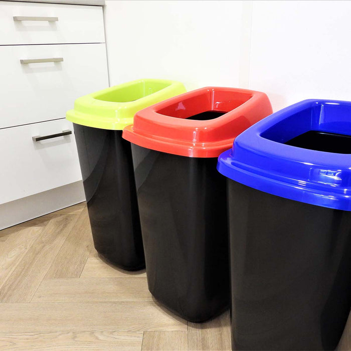 Plafor Sort Bin Prullenbak 45L – Set van 3, Blauw|Groen|Rood
