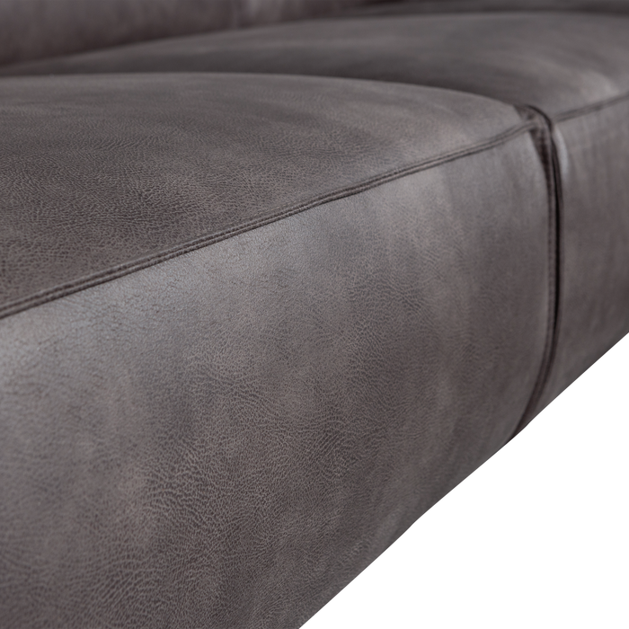 WOOOD Statement Xl 4-Zits Bank - Lederlook - Donkergrijs - 77x372x93