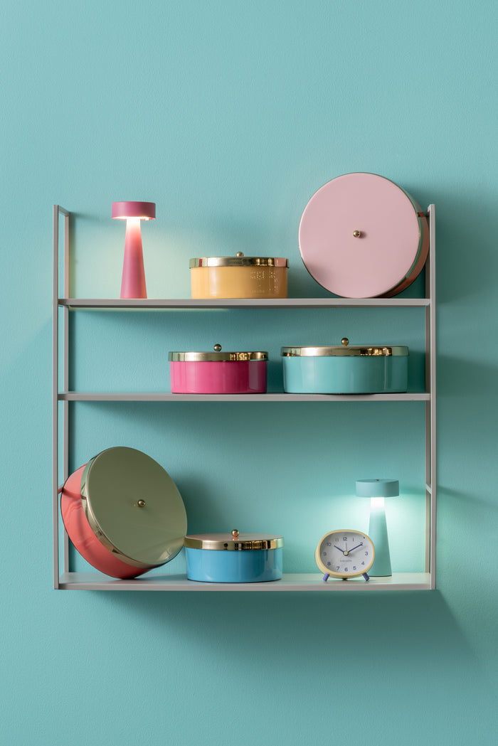 Present Time - Opbergbox Double Funky Medium - Aqua blue & Peach orange