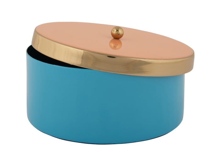 Present Time - Opbergbox Double Funky Medium - Aqua blue & Peach orange