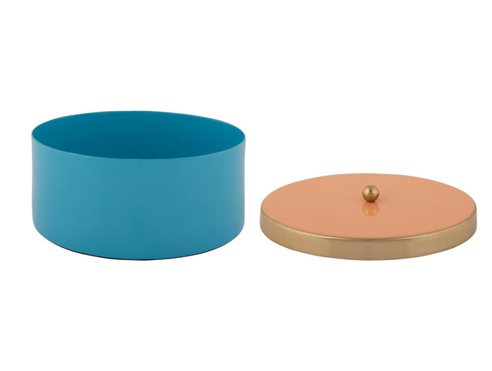 Present Time - Opbergbox Double Funky Medium - Aqua blue & Peach orange