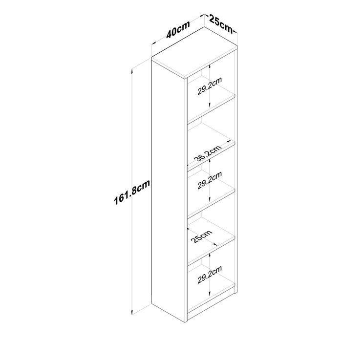 Giga Meubel - Boekenkast Wit|Walnoot Hout - 40x25x161,8cm - Hatipler