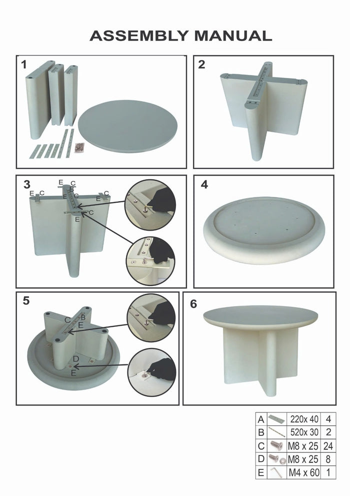 Giga Meubel - Tuintafel Rond 120cm - Wit betonlook - Acryl Coating - Miso