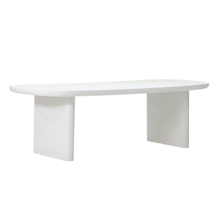 Giga Meubel - Tuintafel Deens Ovaal - Wit Betonlook - 200x100x75cm - Maya
