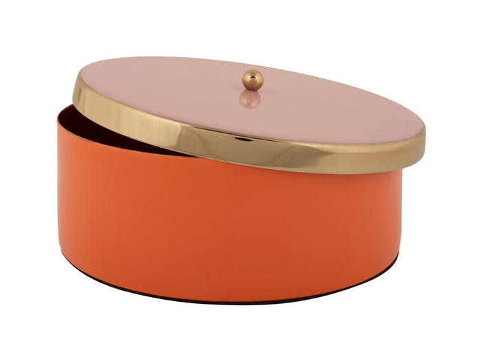 Present Time - Opbergbox Double Funky Large - Bright orange & Soft pink