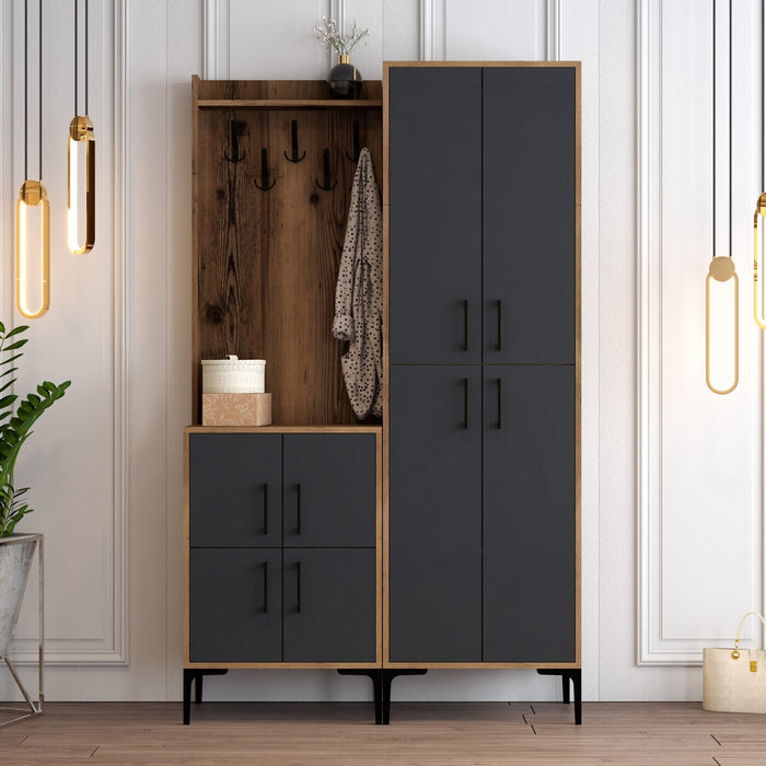 Giga Meubel - Garderobemeubel Walnoot|Antraciet Hout - 200cm - Berlin