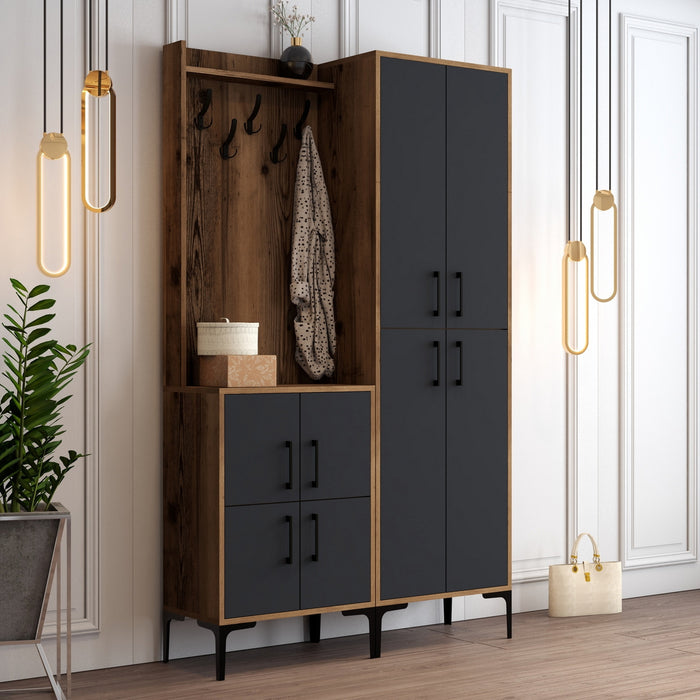 Giga Meubel - Garderobemeubel Walnoot|Antraciet Hout - 200cm - Berlin