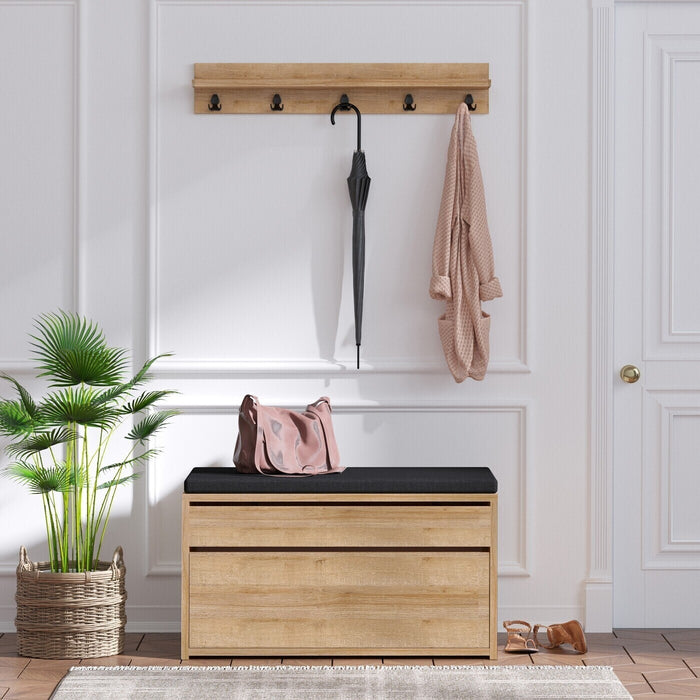 Giga Meubel - Garderobemeubel Naturel Eiken|Zwart - 80x35x42cm - Boby