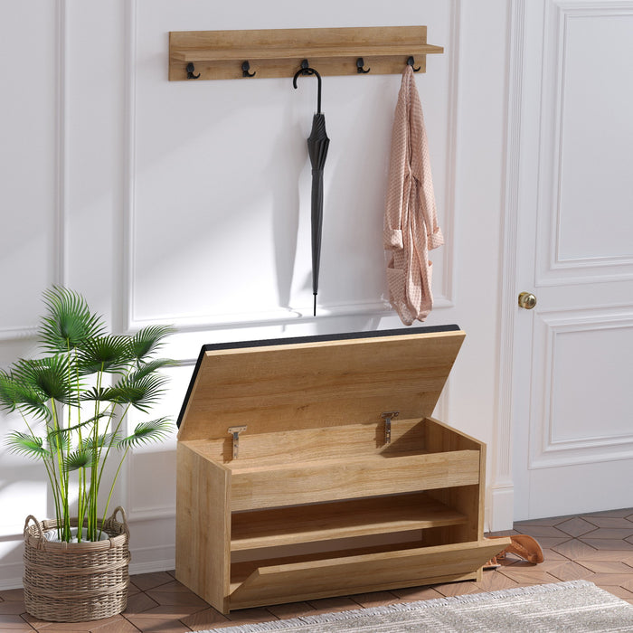 Giga Meubel - Garderobemeubel Naturel Eiken|Zwart - 80x35x42cm - Boby