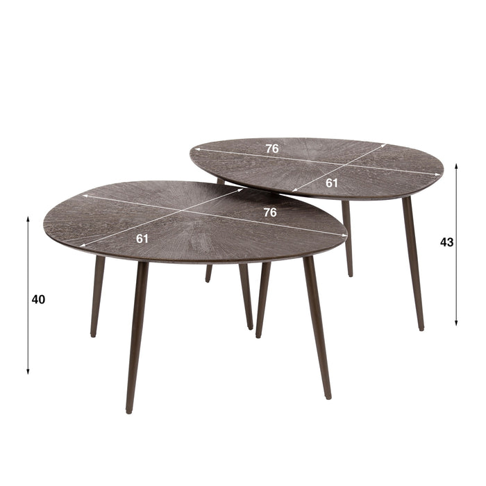 Giga Meubel - Salontafel Brons Metaal - Set Van 2 - 76x61x43cm - Ray