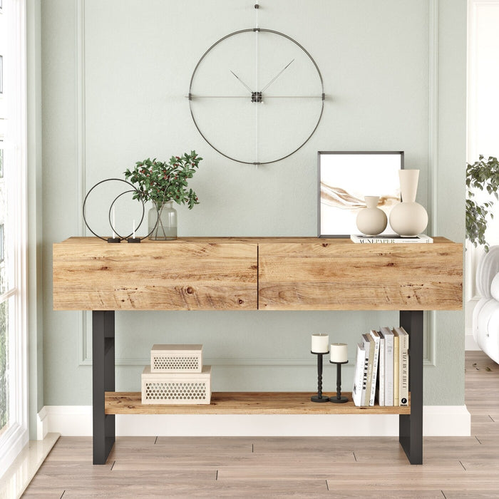 Giga Meubel - Garderobemeubel Naturel Hout - 139x43x75,7cm - Dilek