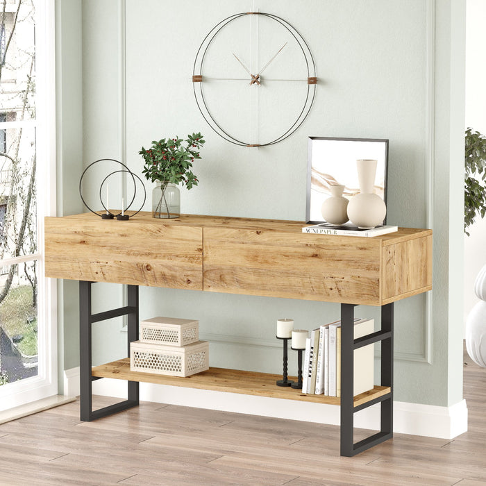Giga Meubel - Garderobemeubel Naturel Hout - 139x43x75,7cm - Dilek