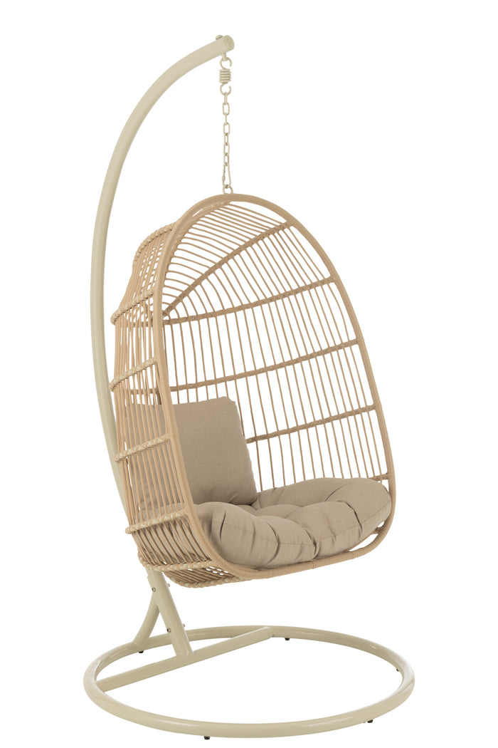 J-Line Hangstoel Egga Metaal|Koord Beige