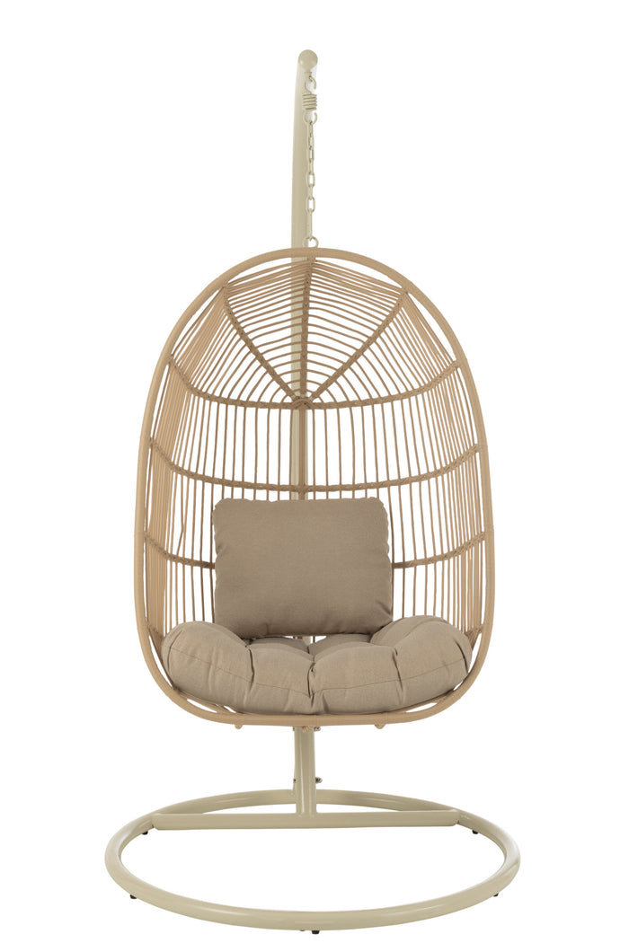 J-Line Hangstoel Egga Metaal|Koord Beige