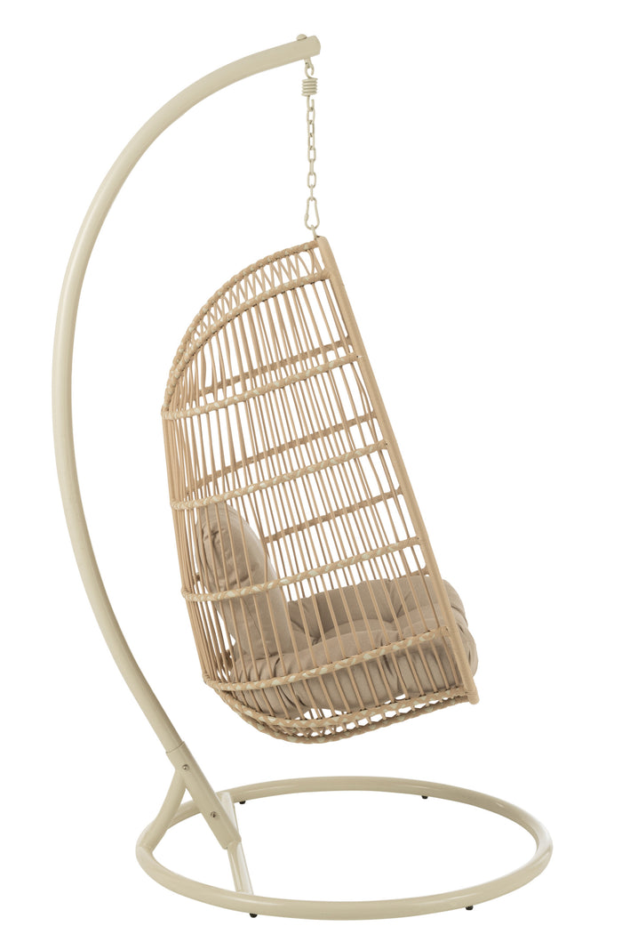 J-Line Hangstoel Egga Metaal|Koord Beige